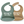 Two bibs with 'dinner's on me.' text in green and beige on a white background