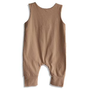 Back view of a Tan baby Romper
