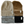 Four folded knit beanie hats in gray, brown, and black and tan with visible brand labels on a white background.
