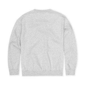 back of grey sweatshirt on white background. 