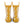 Back view of golden and white checkered children's rain boots on a white background.