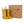 Golden colored rain boots with a cardboard box branded with 'Denver James' on a white background. 