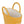 Detail view of Golden colored children's rain boots with with pull handles for easy slip on and soft lining on a white background. 
