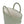 Detail view of Sage colored children's rain boots with with pull handles for easy slip on and soft lining on a white background. 