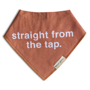 Brown bandana with 'straight from the tap.' text on a white background