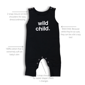 Romper - wild child. (black)